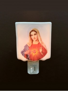 Porcelain Sacred Heart of Mary Night Light with Gift Box